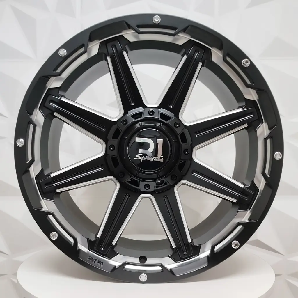 RIN 20X9.5 6-139.7 R1 SPORT LP09 MATT BLACK MILLING+CHROME RIVETS ET10 CB106.1