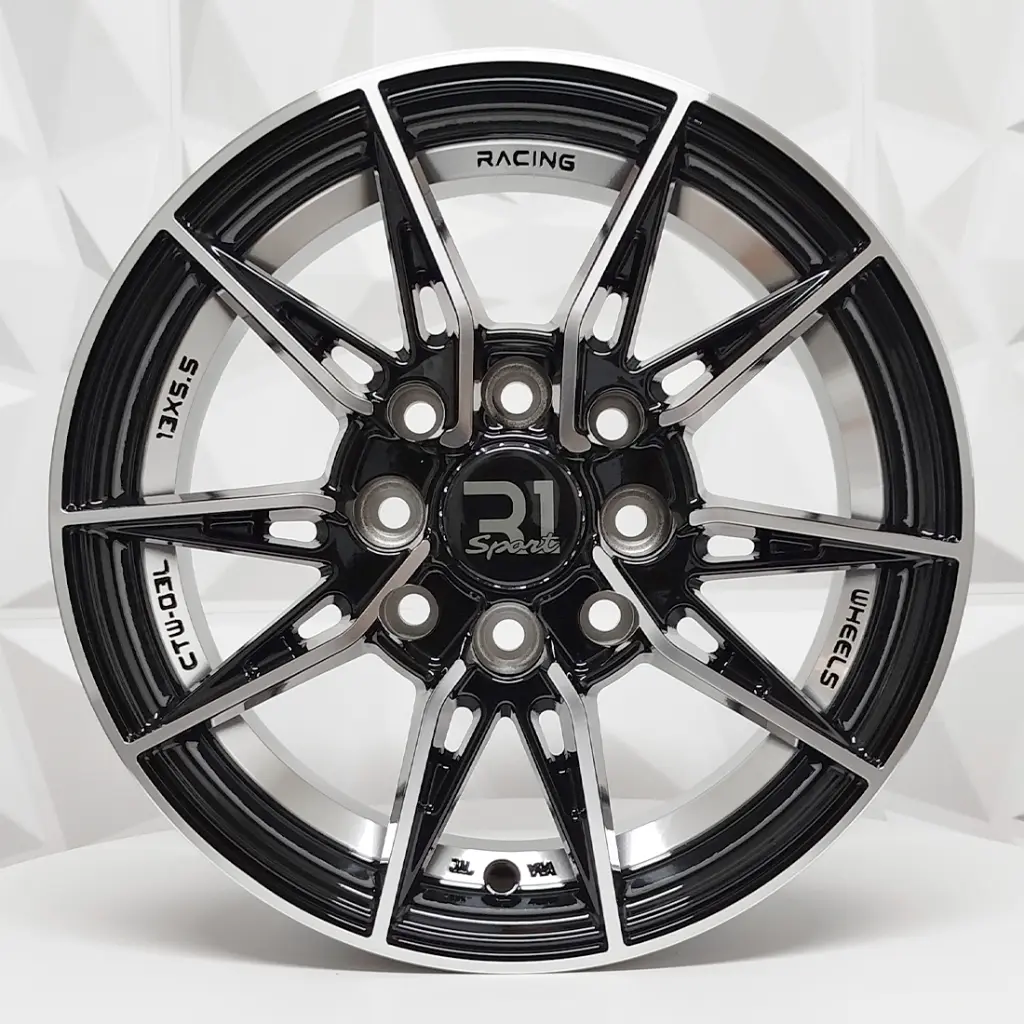 RIN 13X5.5 4-100/114.3 R1 SPORT RGW06 BLACK MACHINE FACE+UNDERCUT ET35 CB73.1 