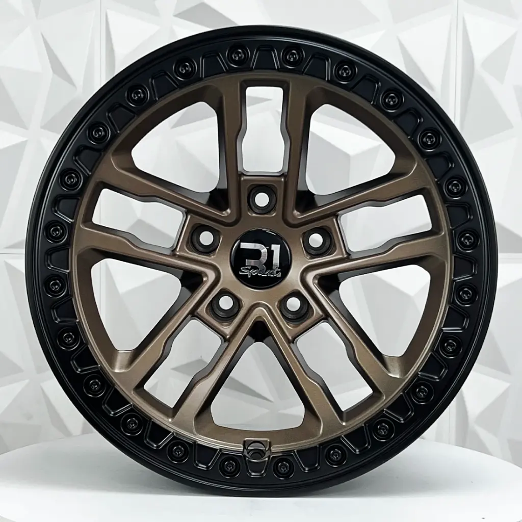 RIN 17X9 5-127 R1 SPORT YF5691 BRONZE+BLACK LIP+RIVETS* ET-10 CB71.56