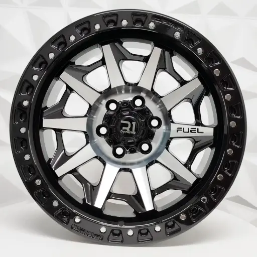 [164595] RIN 16X8 6-114.3 R1 SPORT QC1261 BLACK MACHINE FACE+CHROME RIVETS* ET0 CB66.1